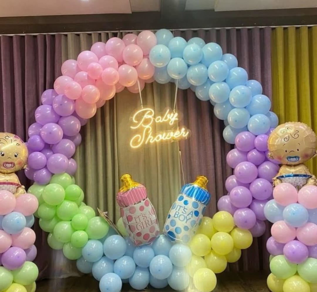Baby Shower Decor mom to be party decore pastel multi color balloon Godh Bharai Home Decoration image 3