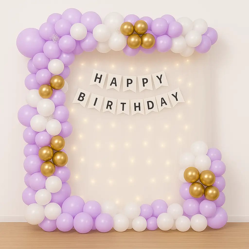 Pastel Lavender & Gold Birthday Decoration
