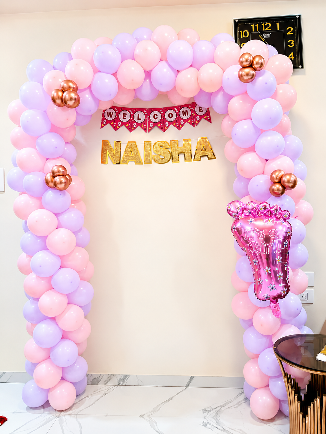 Wlcome baby arch pink for girl image 3