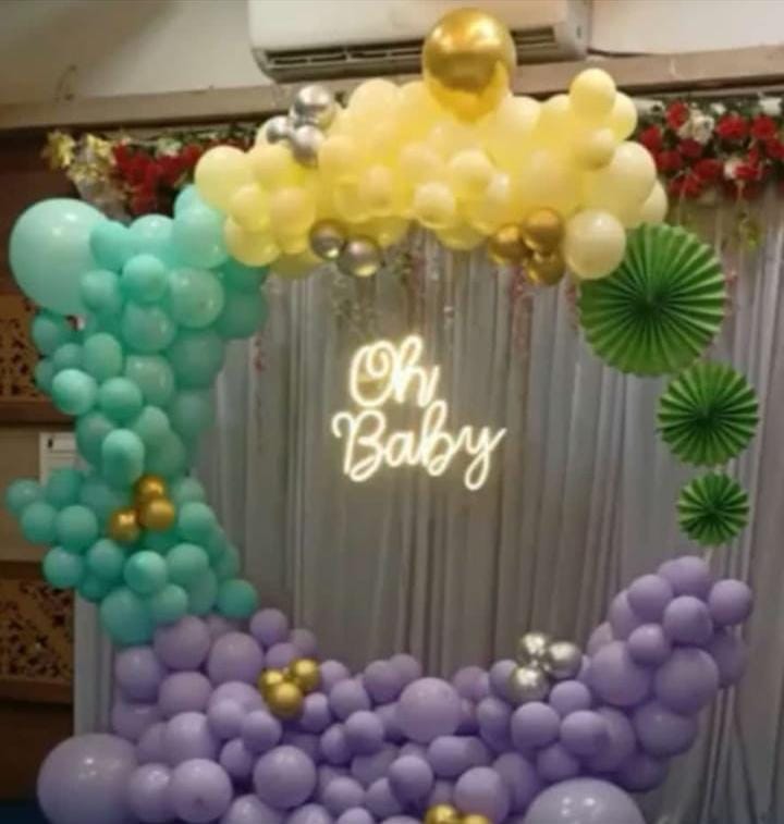 Baby Shower Decor mom to be party decore color balloon Godh Bharai Home Decoration with foil curtain image 6