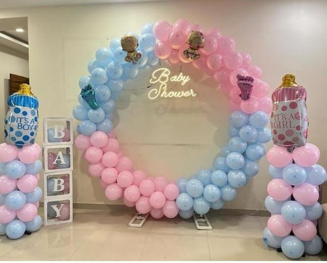 Baby Shower Decor mom to be party decore color balloon Godh Bharai Home Decoration with foil curtain